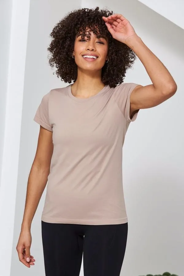 Sosandar Loungewear Women Rose Pink Seamless Perfect Athleisure T Shirt Rose Pink Sosandar Loungewear Women Rose Pink Seamless Perfect Athleisure T Shirt Rose Pink