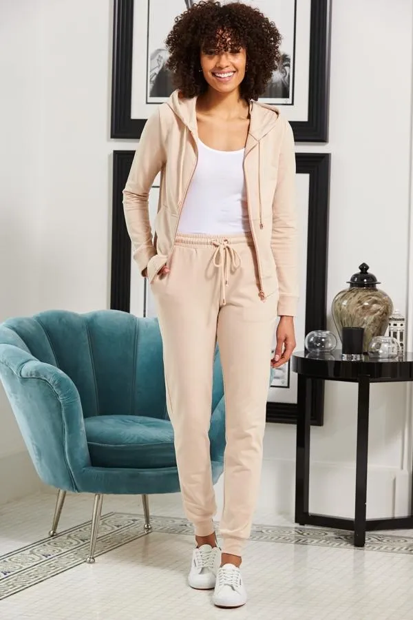 Sosandar Loungewear Women Seychelles Sand Premium Hooded Top With Rose Gold Trim