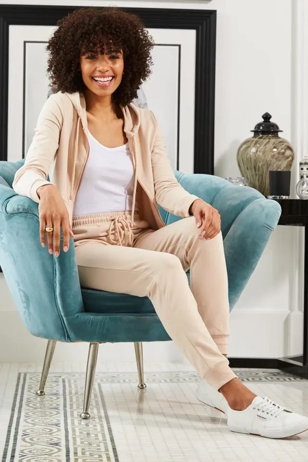 Sosandar Loungewear Women Seychelles Sand Premium Hooded Top With Rose Gold Trim
