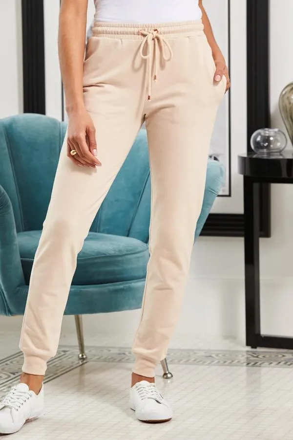 Sosandar Loungewear Women Seychelles Sand Premium Joggers With Rose Gold Trim