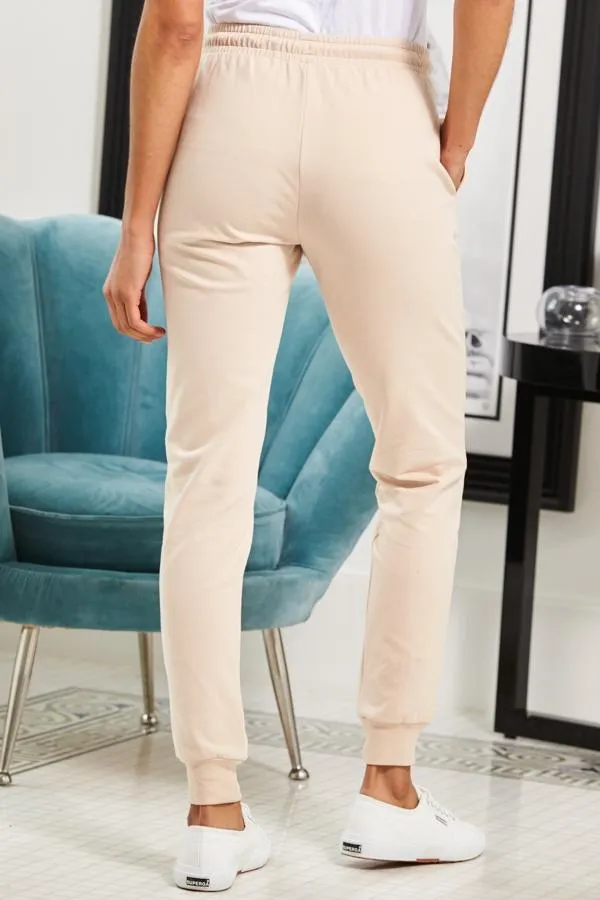 Sosandar Loungewear Women Seychelles Sand Premium Joggers With Rose Gold Trim