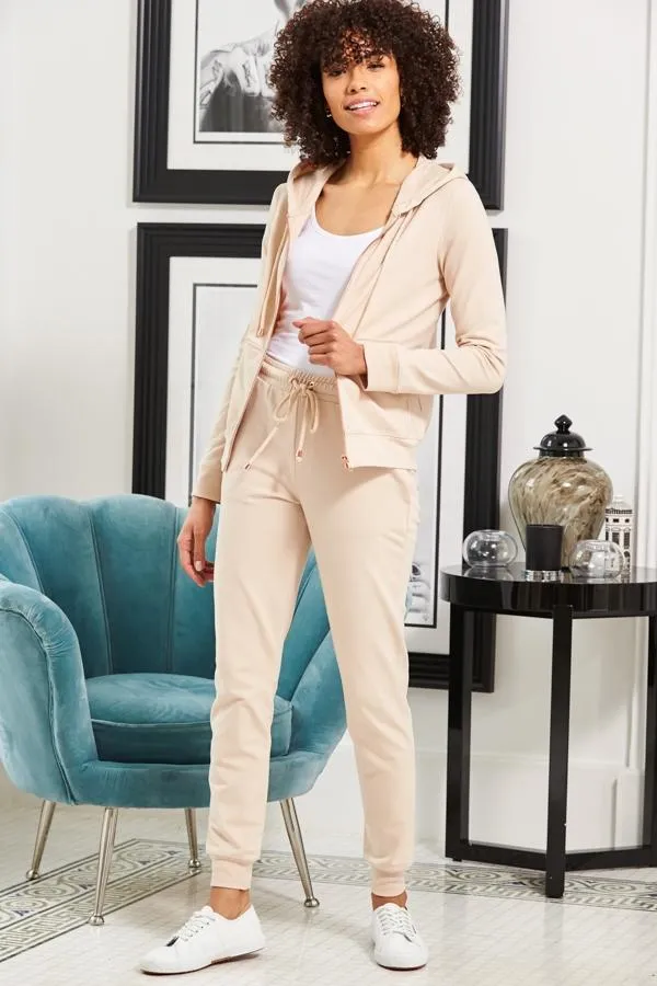 Sosandar Loungewear Women Seychelles Sand Premium Joggers With Rose Gold Trim