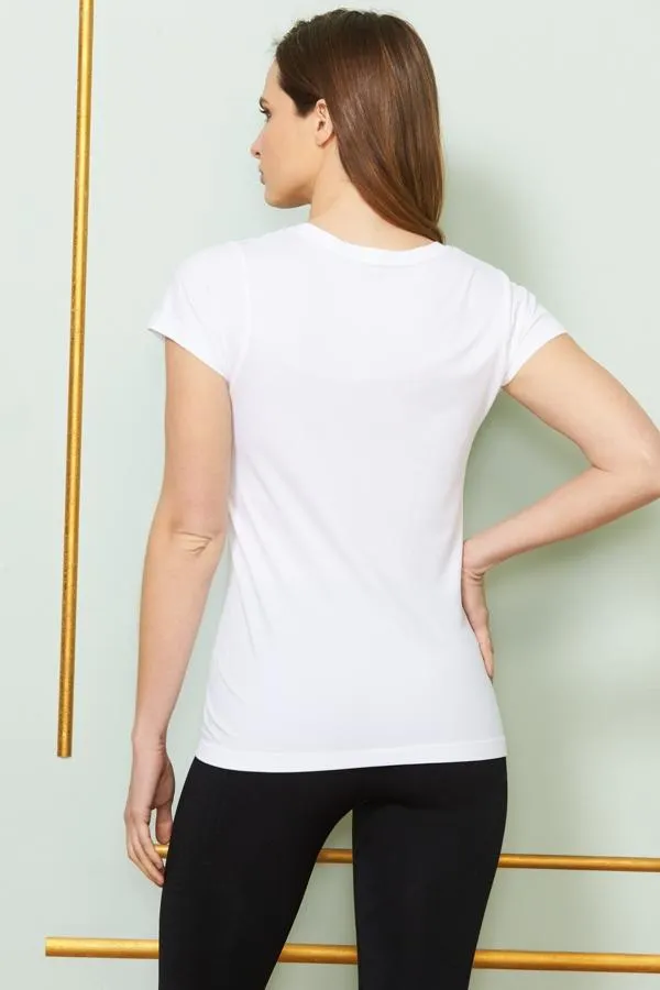 Sosandar Loungewear Women White Seamless Perfect Athleisure T Shirt White