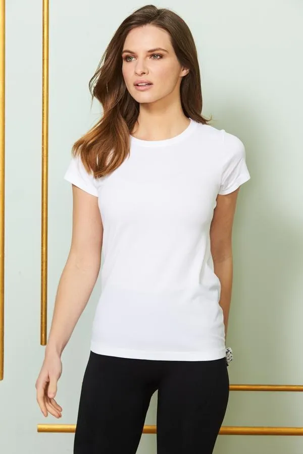 Sosandar Loungewear Women White Seamless Perfect Athleisure T Shirt White