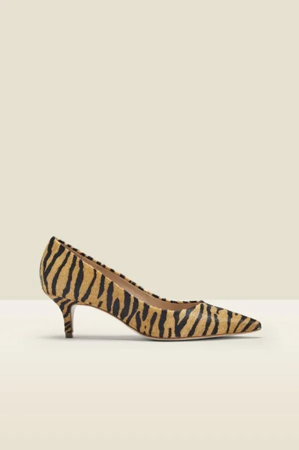 Sosandar Mid Heels Women Geri Tiger Print Leather Mid Heel Shoe