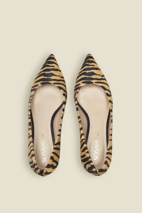 Sosandar Mid Heels Women Geri Tiger Print Leather Mid Heel Shoe