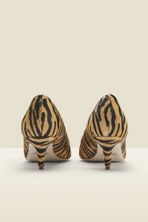 Sosandar Mid Heels Women Geri Tiger Print Leather Mid Heel Shoe