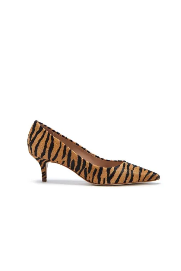 Sosandar Mid Heels Women Geri Tiger Print Leather Mid Heel Shoe