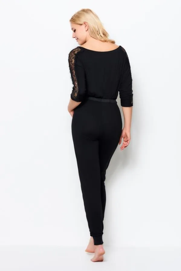 Sosandar Nightwear Women Black Jersey Lace Trim Pyjama Top Black Sosandar Nightwear Women Black Jersey Lace Trim Pyjama Top Black