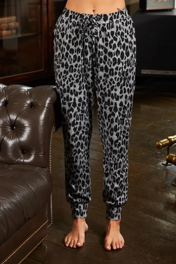 Sosandar Nightwear Women Grey Animal Print Loungewear Joggers Grey
