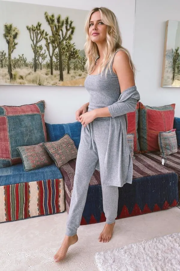 Sosandar Nightwear Women Grey Super Soft Loungewear Cardigan Grey