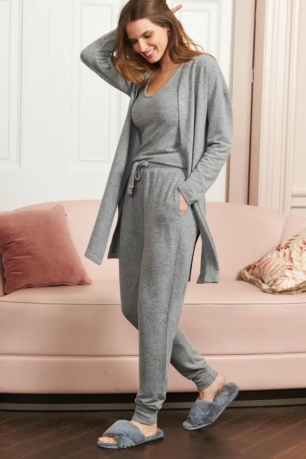 Sosandar Nightwear Women Grey Super Soft Loungewear Cardigan Grey