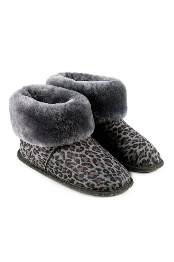 Sosandar Slippers Women Just Sheepskin Grey Animal Print Suede Slipper Booties Grey Sosandar Slippers Women Just Sheepskin Grey Animal Print Suede Slipper Booties Grey