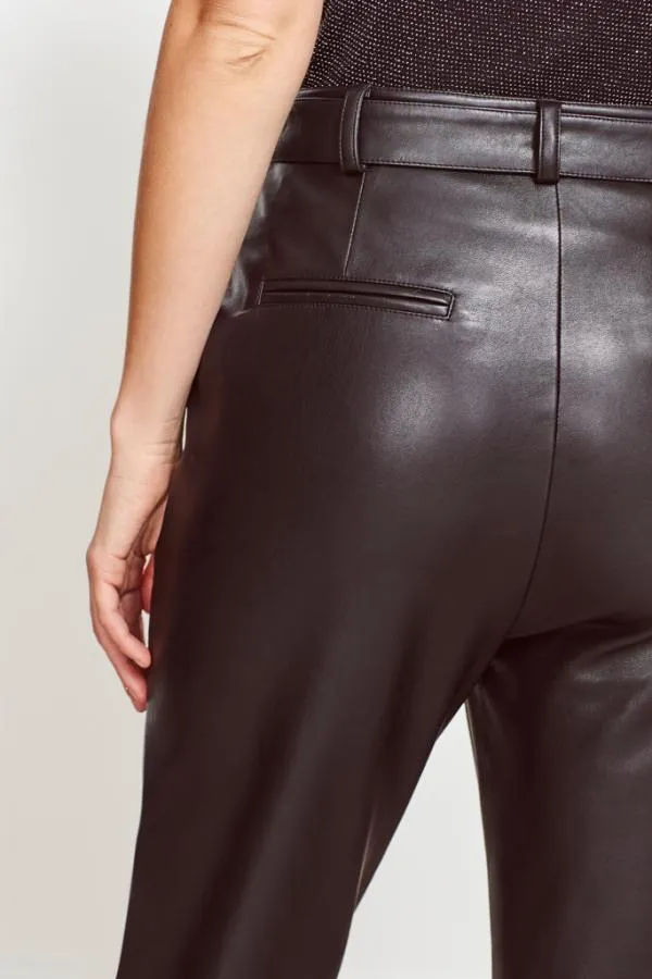 Sosandar Trousers and Leggings Women Black Leather Look D Ring Belted Trousers Black