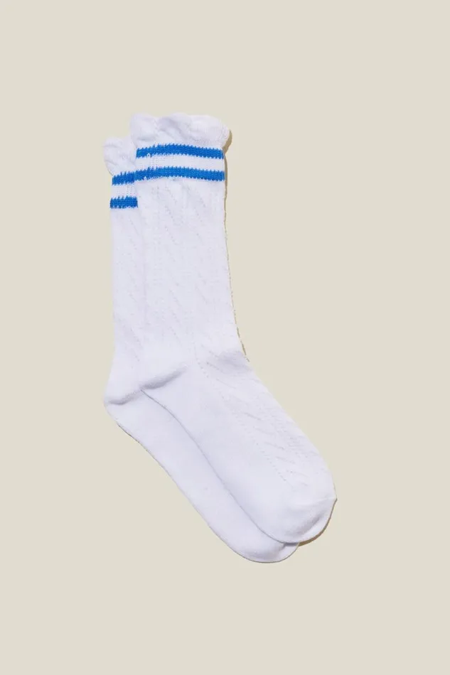 Sporty Femme Sports Sock Whiteblue Stripe Women Cotton On Socks