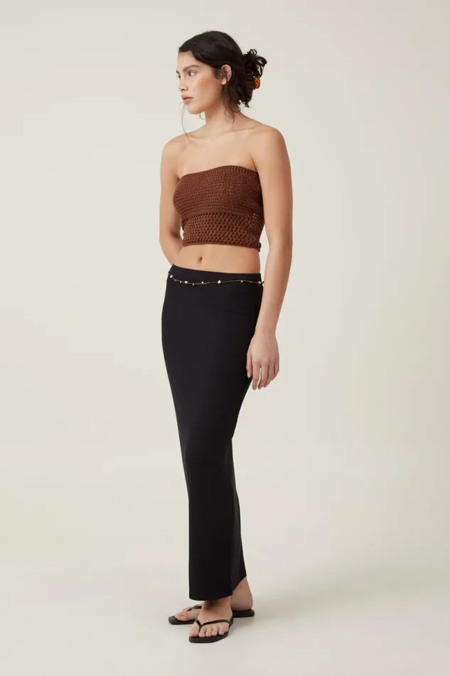 Staple Rib Maxi Skirt Black Women Cotton On Skirts