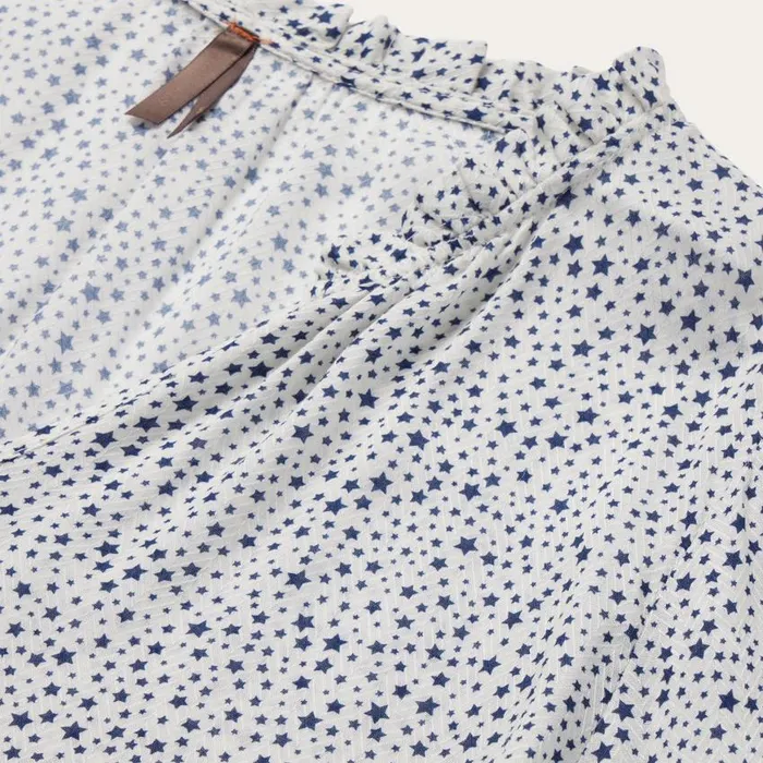 Stars Print Peasant Blouse White Women Stetson Blouses
