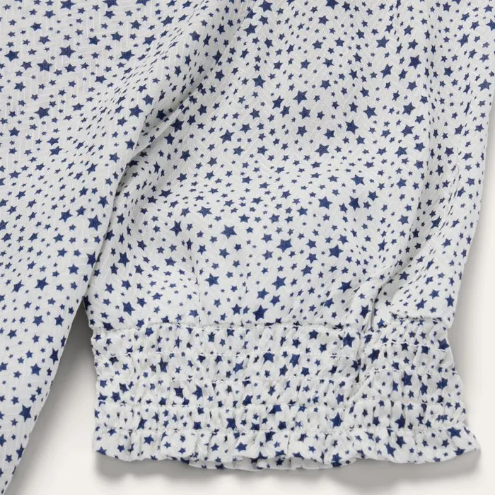 Stars Print Peasant Blouse White Women Stetson Blouses