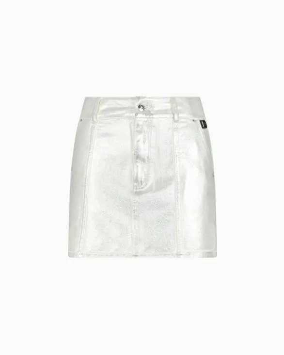 Stiff Cotton Mini Skirt Metal Silver Women Armani Matching Sets