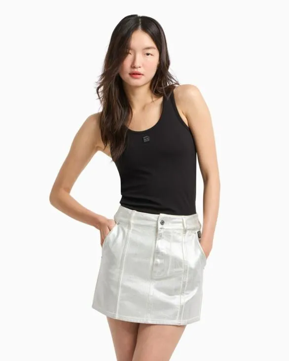 Stiff Cotton Mini Skirt Metal Silver Women Armani Matching Sets Stiff Cotton Mini Skirt Metal Silver Women Armani Matching Sets