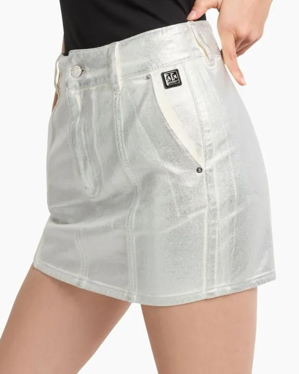 Stiff Cotton Mini Skirt Metal Silver Women Armani Matching Sets Stiff Cotton Mini Skirt Metal Silver Women Armani Matching Sets