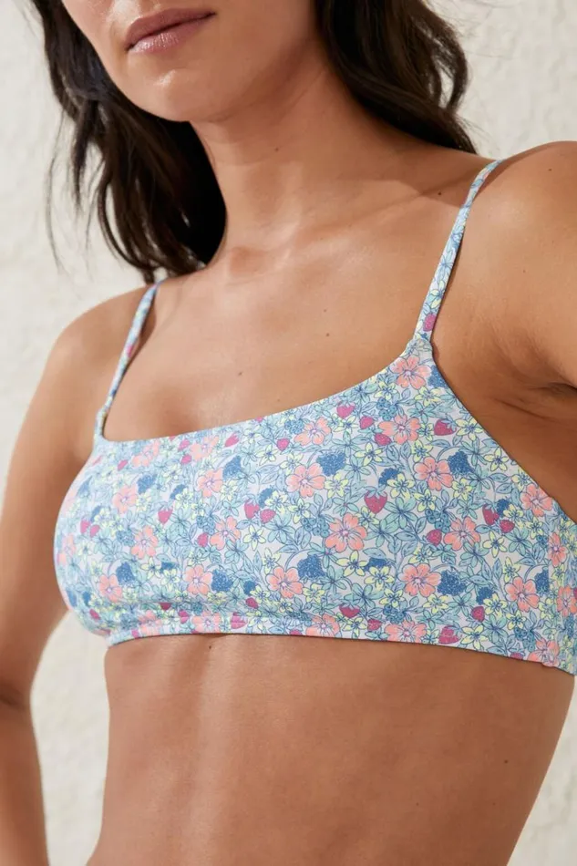 Straight Neck Crop Bikini Top Floral Fraise Women Cotton On Bikinis