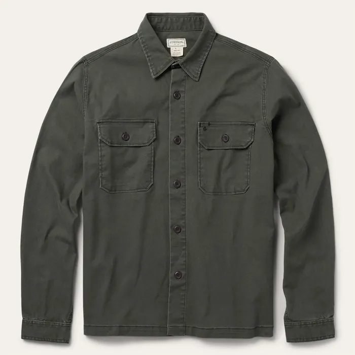 Stretch Canvas JacShirt Green Men Stetson Jackets