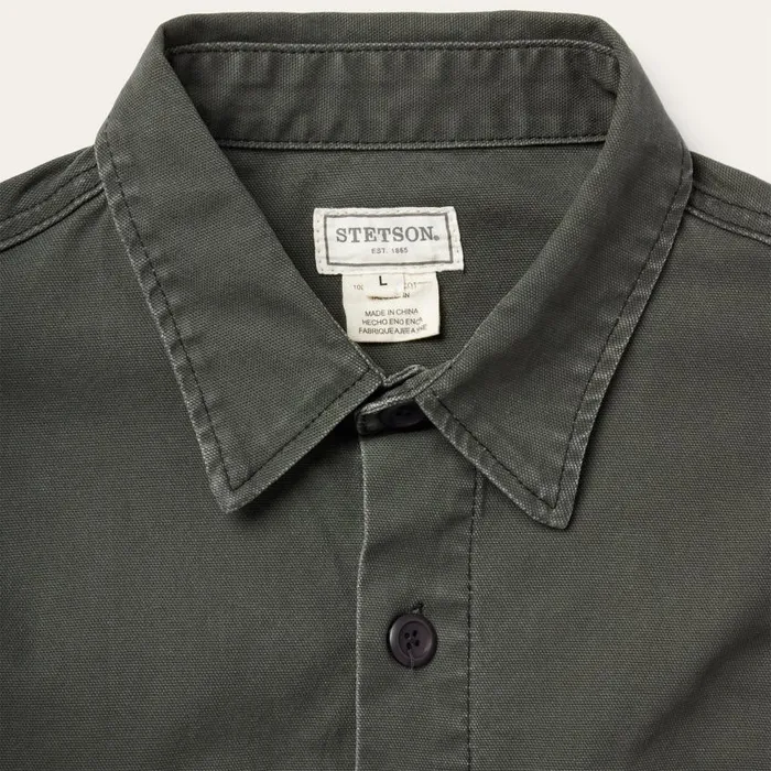 Stretch Canvas JacShirt Green Men Stetson Jackets