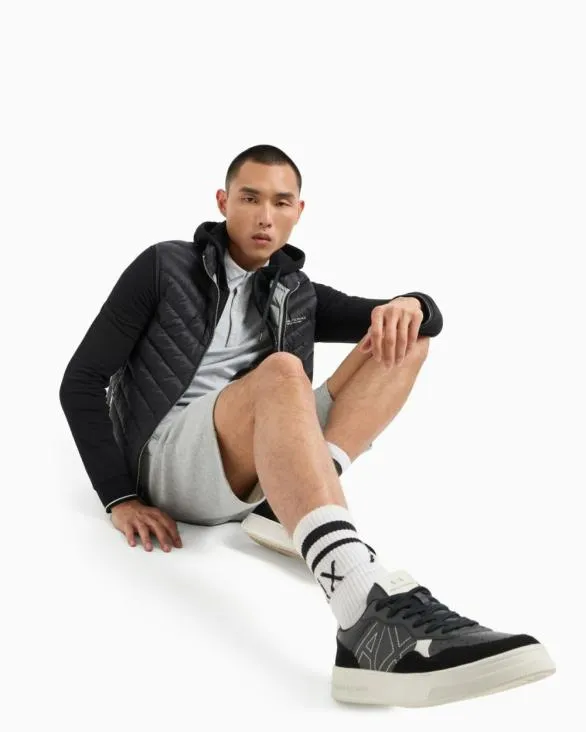 Stretch Fabric Zipup Sweatshirt Black Men Armani Matching Sets