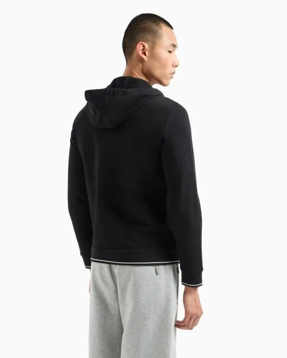 Stretch Fabric Zipup Sweatshirt Black Men Armani Matching Sets