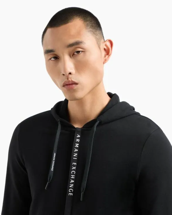 Stretch Fabric Zipup Sweatshirt Black Men Armani Matching Sets