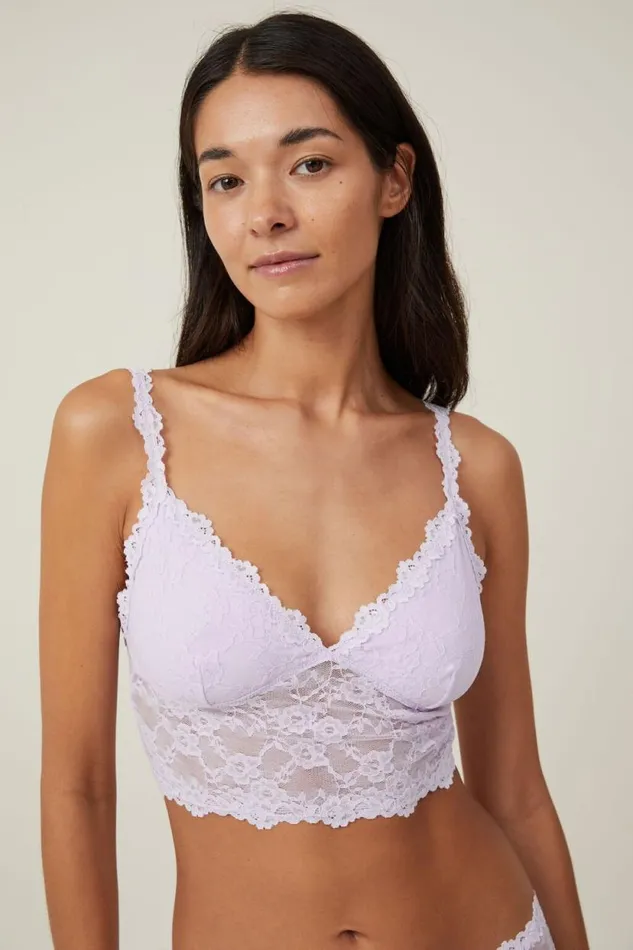 Stretch Lace Longline Bralette Lilac Breeze Women Cotton On Bras