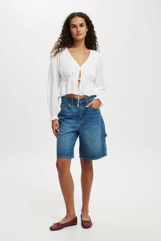 Super Baggy Carpenter Denim Jort King Blue Women Cotton On Shorts
