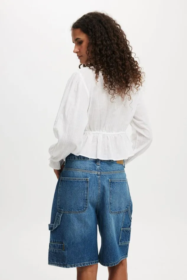 Super Baggy Carpenter Denim Jort King Blue Women Cotton On Shorts