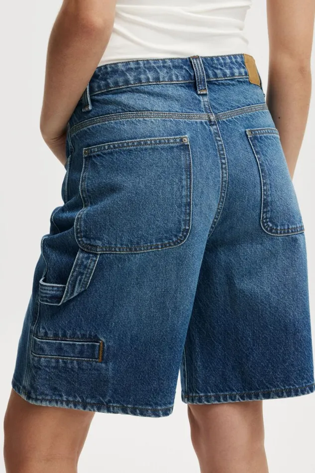 Super Baggy Carpenter Denim Jort King Blue Women Cotton On Shorts
