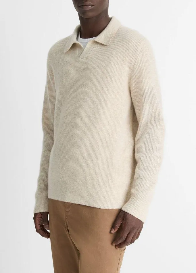Sweaters Men Vince Plush Cashmere Thermal JohnnyCollar Sweater Heather Runyonbone