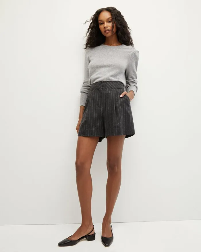 Sweaters Shop Veronica Beard Nelia Cashmere Pullover Button Accent Heather Grey
