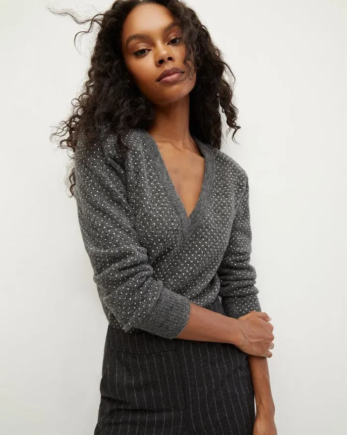 Sweaters Shop Veronica Beard Pablah Embellished Sweater Charcoal