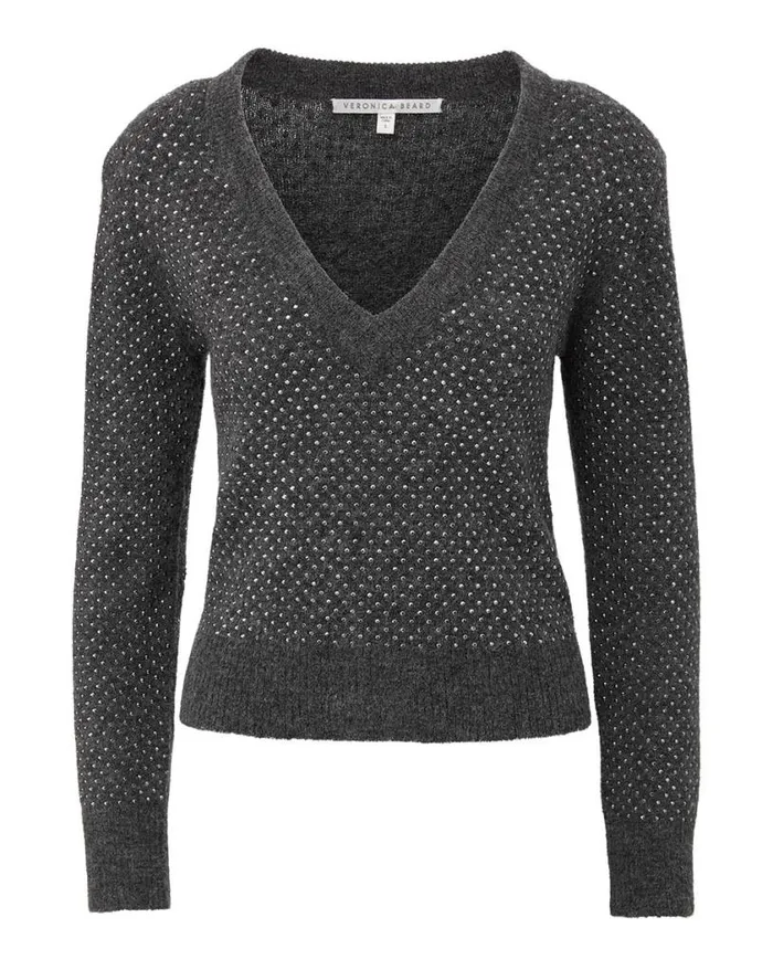 Sweaters Shop Veronica Beard Pablah Embellished Sweater Charcoal