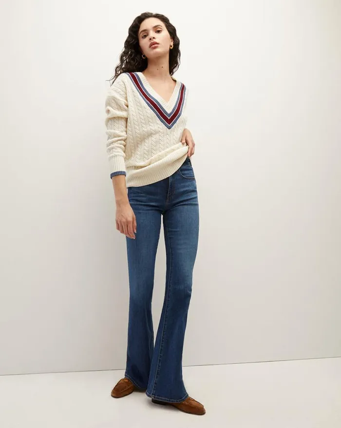 Sweaters Shop Veronica Beard Sibley CableKnit Sweater Ivory Multi