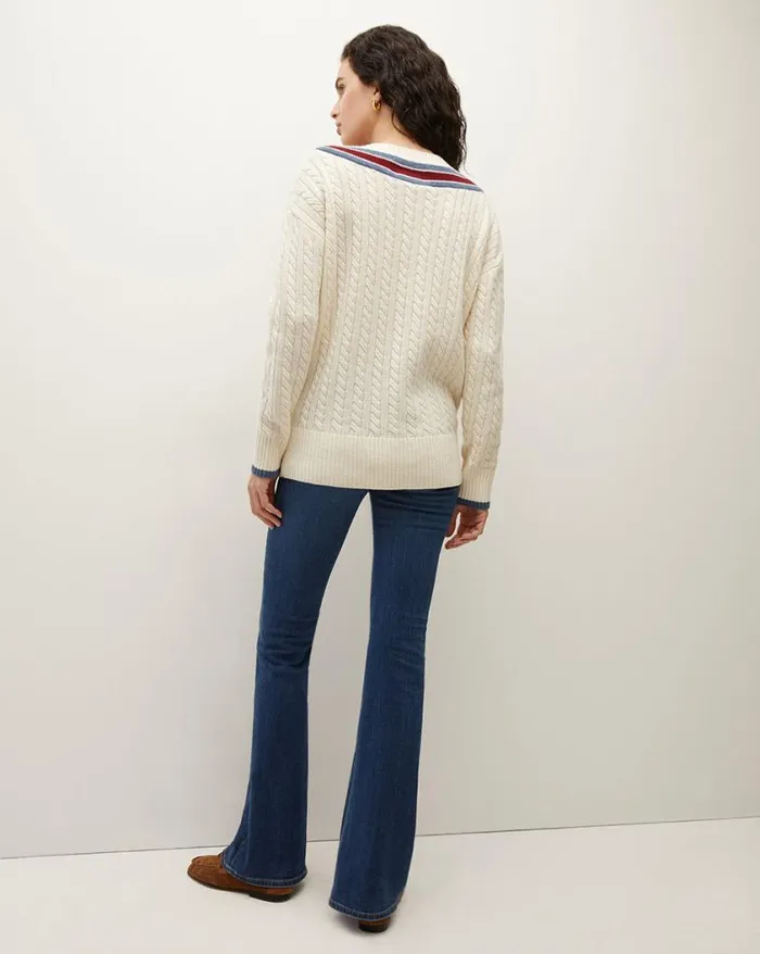 Sweaters Shop Veronica Beard Sibley CableKnit Sweater Ivory Multi