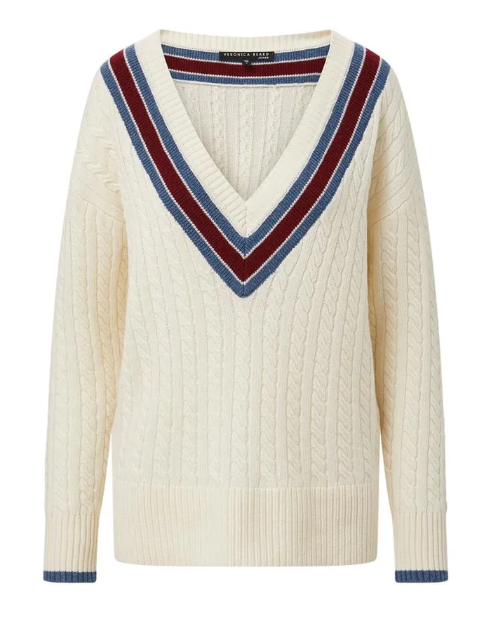 Sweaters Shop Veronica Beard Sibley CableKnit Sweater Ivory Multi