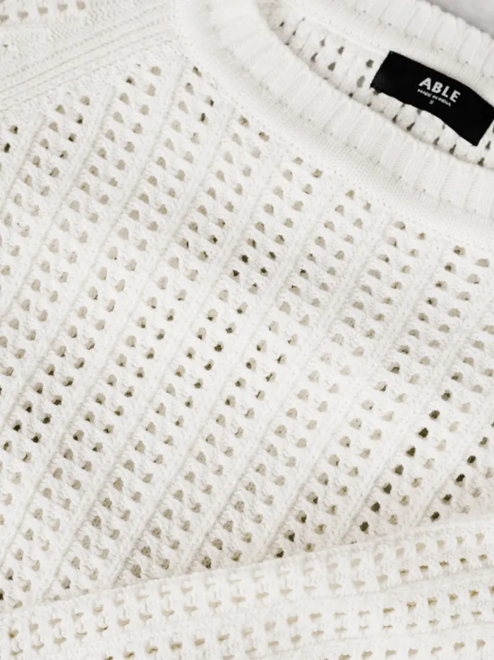 Sweaters Women Able Taylor Mesh Sweater Brown Sugar Stripe