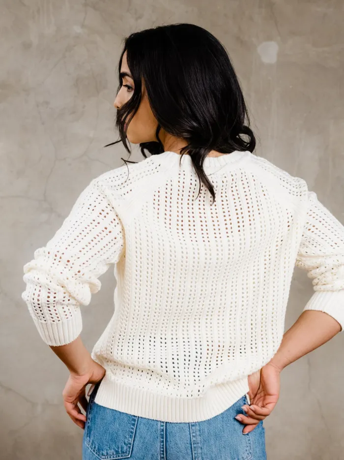 Sweaters Women Able Taylor Mesh Sweater Brown Sugar Stripe