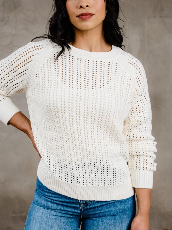 Sweaters Women Able Taylor Mesh Sweater Brown Sugar Stripe