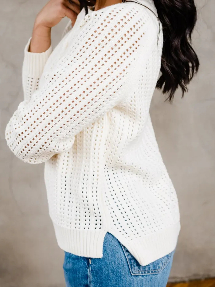 Sweaters Women Able Taylor Mesh Sweater Brown Sugar Stripe