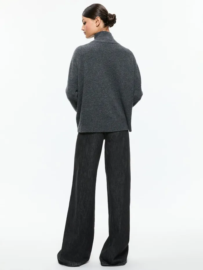 Sweaters Women Alice Olivia BARBRA TURTLENECK EASY PULLOVER Charcoal Heather