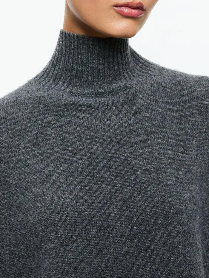 Sweaters Women Alice Olivia BARBRA TURTLENECK EASY PULLOVER Charcoal Heather