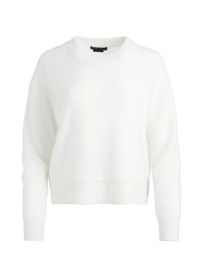 Sweaters Women Alice Olivia ELSA CREWNECK EASY PULLOVER Ecru