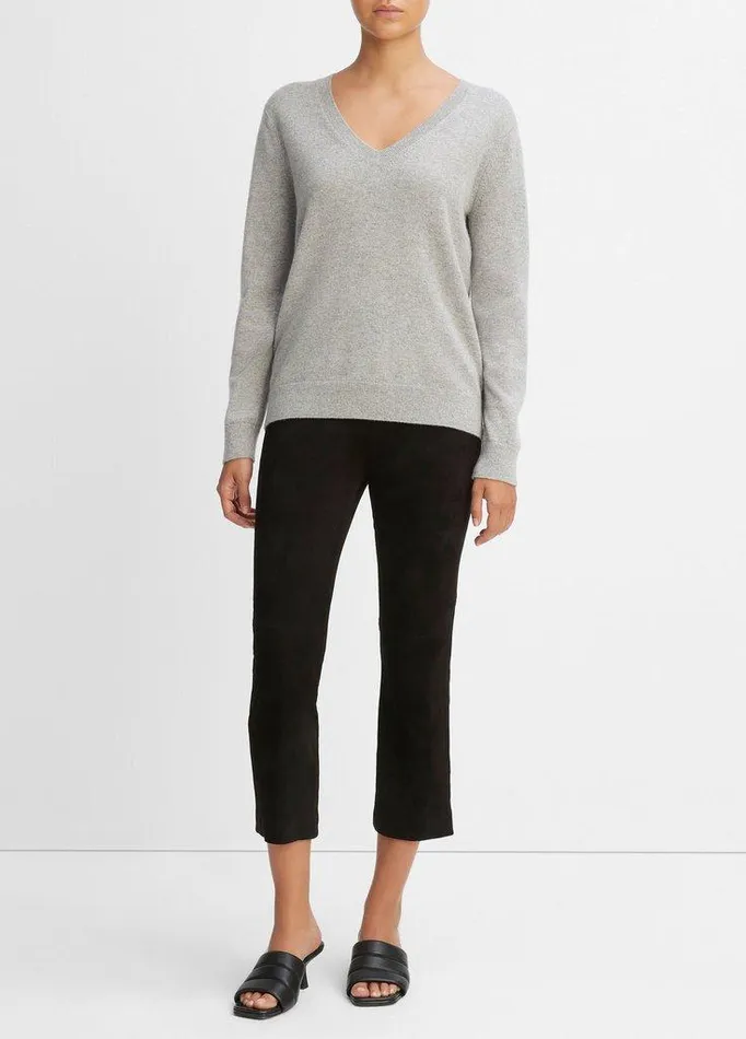 Sweaters Women Vince Cashmere Weekend VNeck Sweater Heather Steel